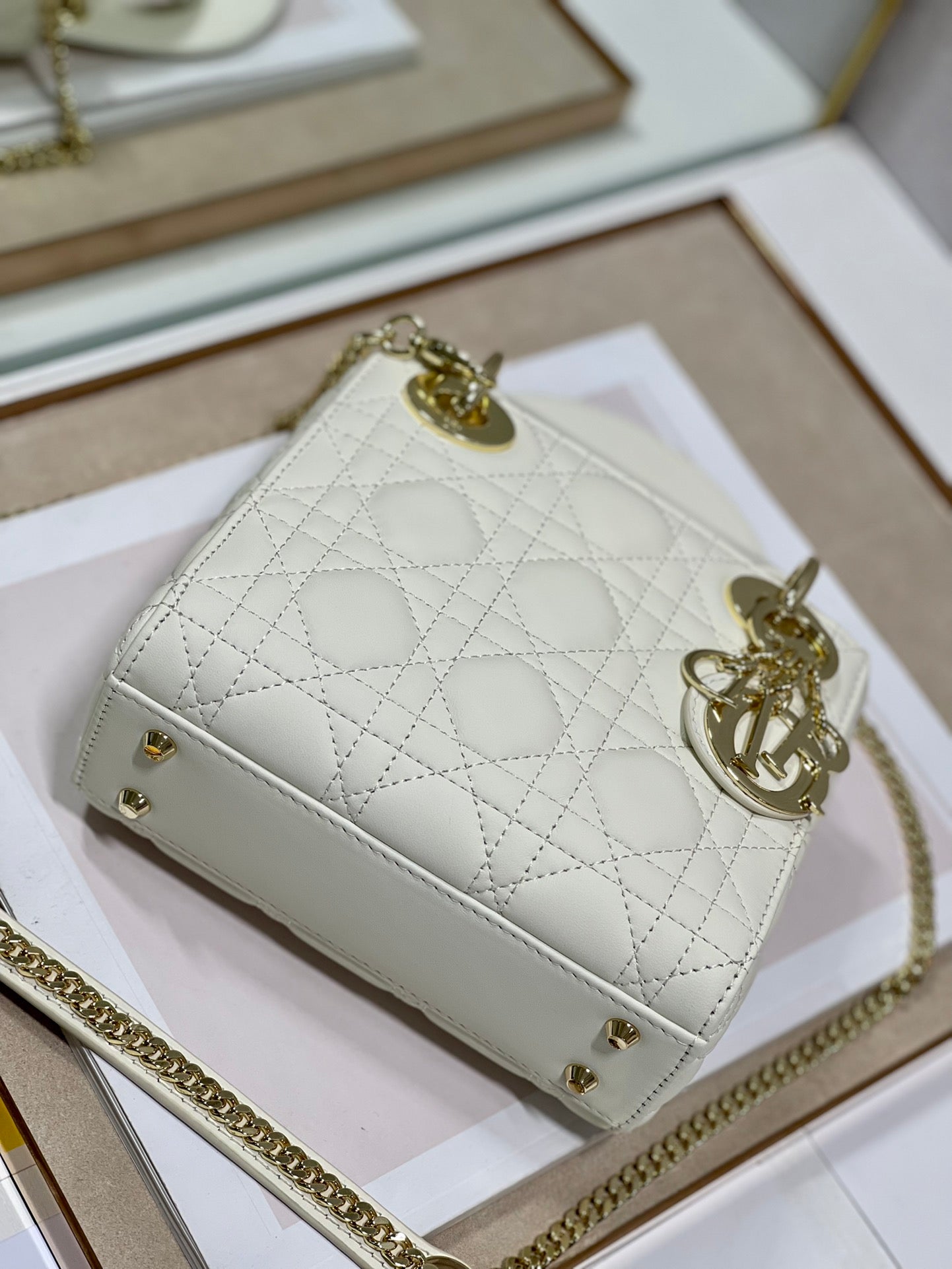 DO Mini Lady Bag Latte Cannage Lambskin