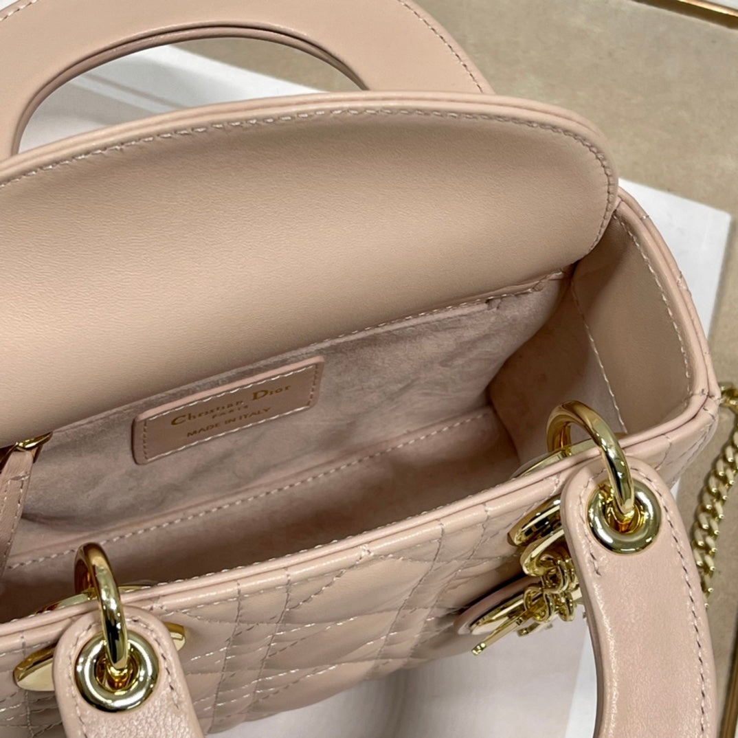 DO Mini Lady Bag Powder Beige Cannage Lambskin