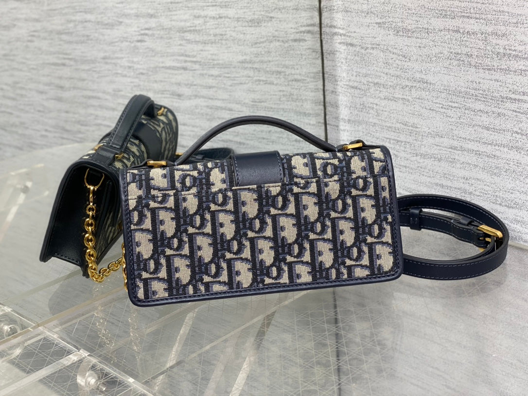 DO Miss Montaigne Mini Bag Blue Dior Oblique Jacquard