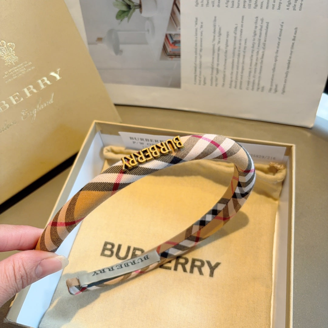 Bur New high version plaid narrow version headband