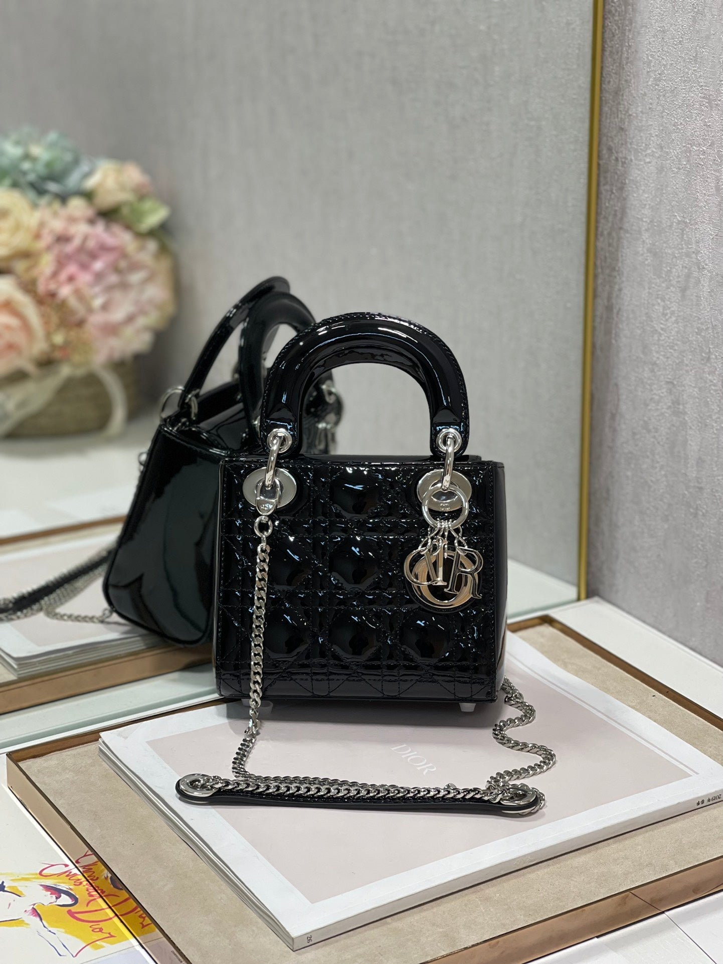 DO Mini & Small Lady Bag Black Patent Cannage Calfskin