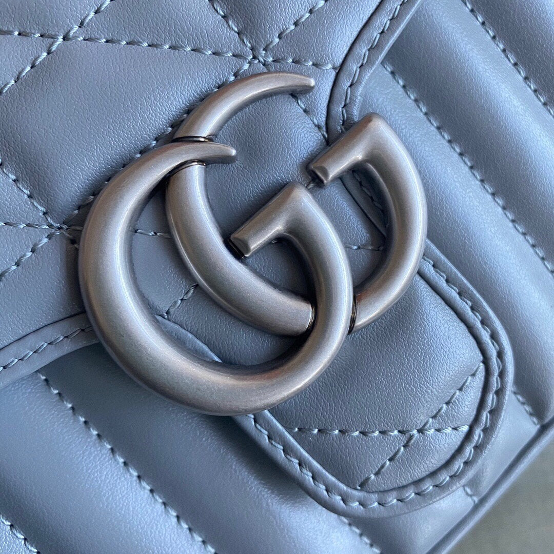 GC Marmont matelassé chevron leather Black / White / Dusty Pink / Gray Blue