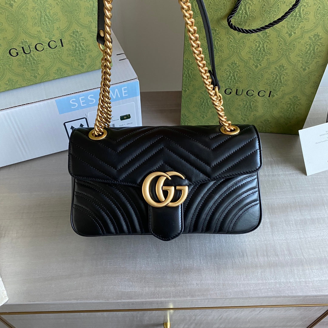 GC GG Marmont small shoulder bag Black / White / Red / Gray Blue