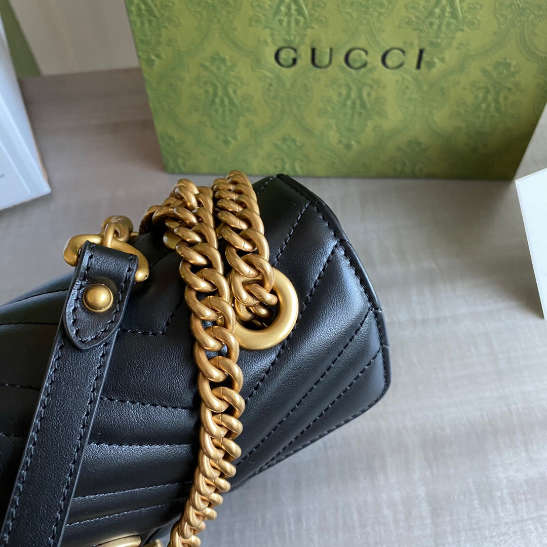 GC GG Marmont small shoulder bag Black / White / Red / Gray Blue