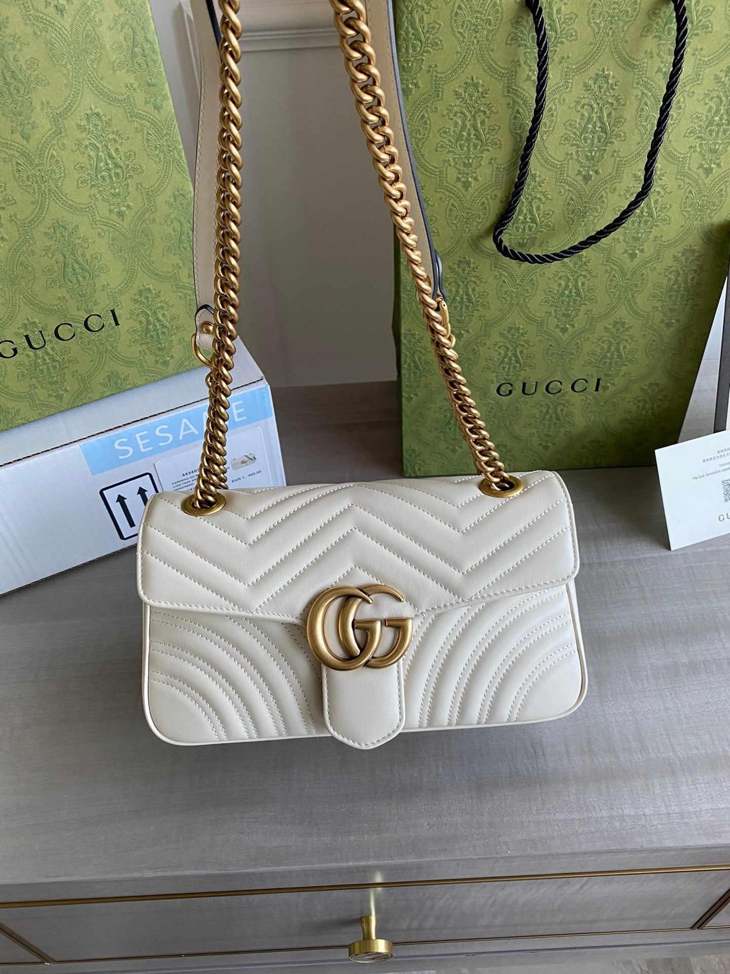 GC GG Marmont small shoulder bag Black / White / Red / Gray Blue