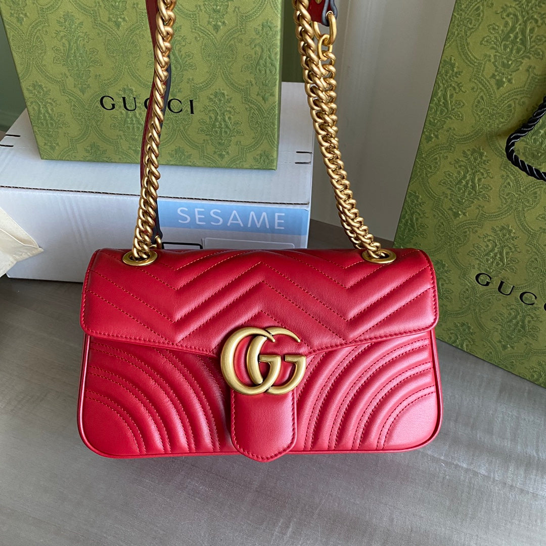 GC GG Marmont small shoulder bag Black / White / Red / Gray Blue