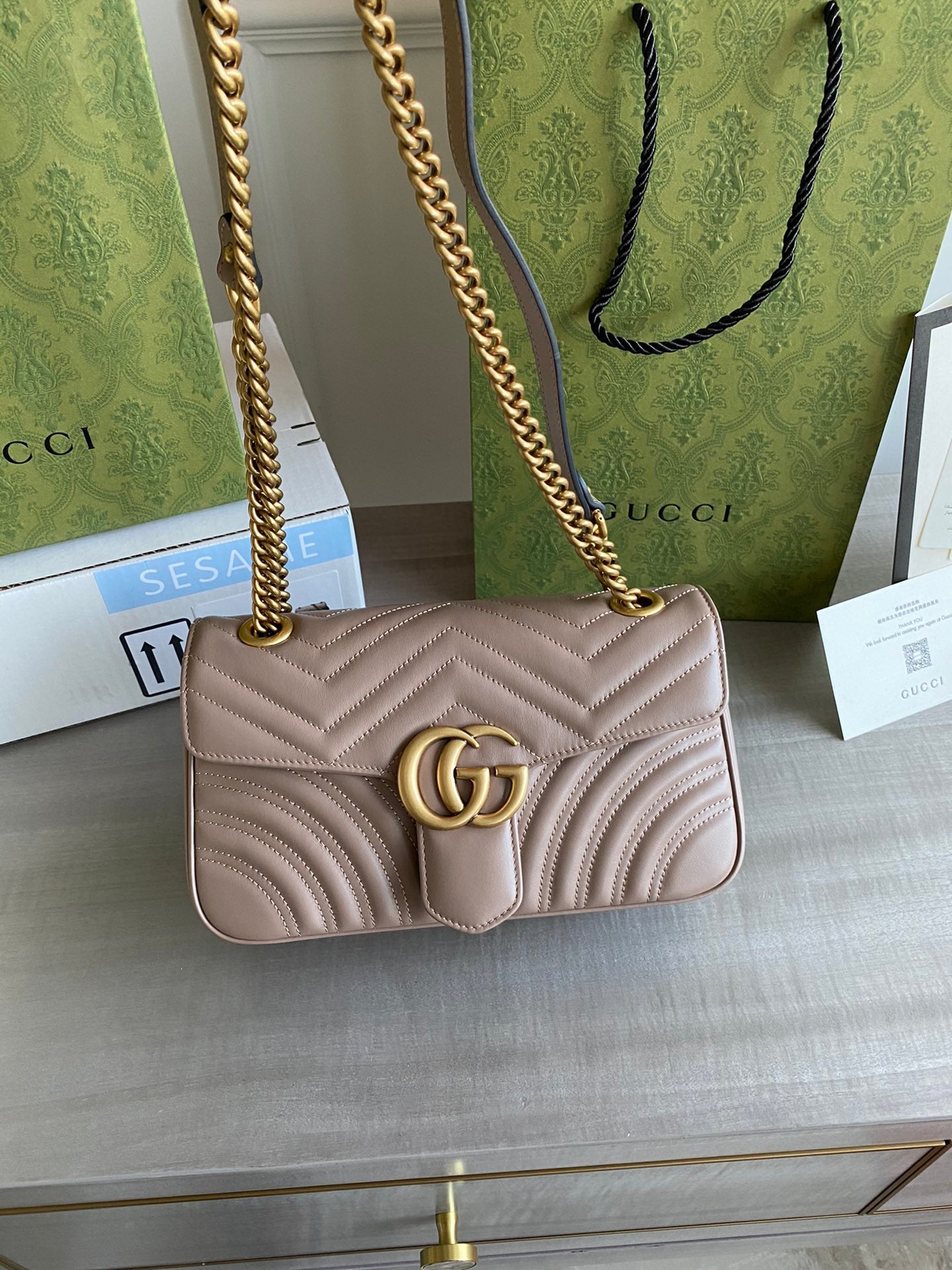 GC GG Marmont small shoulder bag Black / White / Red / Gray Blue