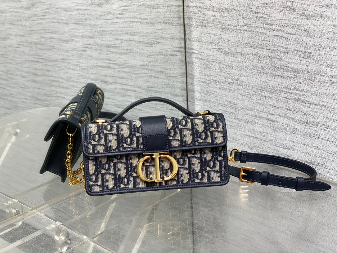 DO Miss Montaigne Mini Bag Blue Dior Oblique Jacquard