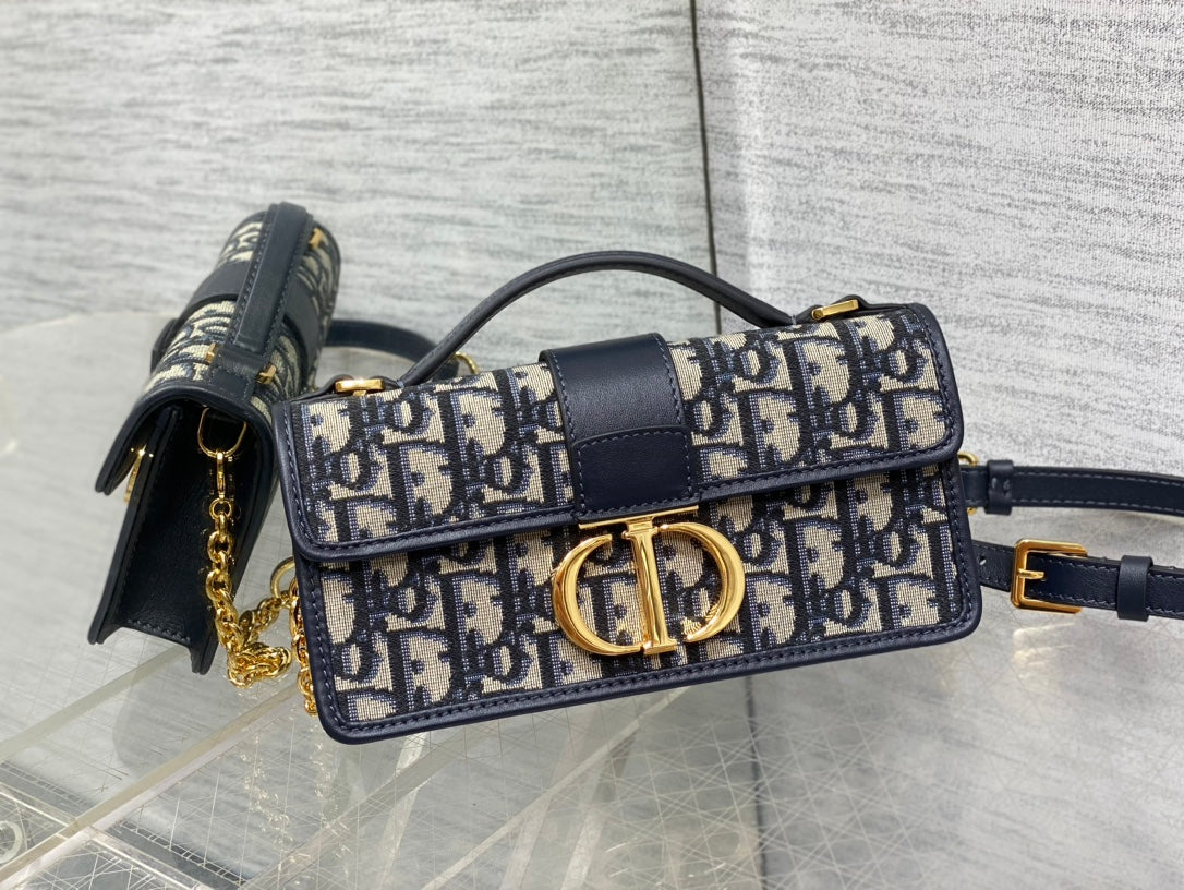 DO Miss Montaigne Mini Bag Blue Dior Oblique Jacquard