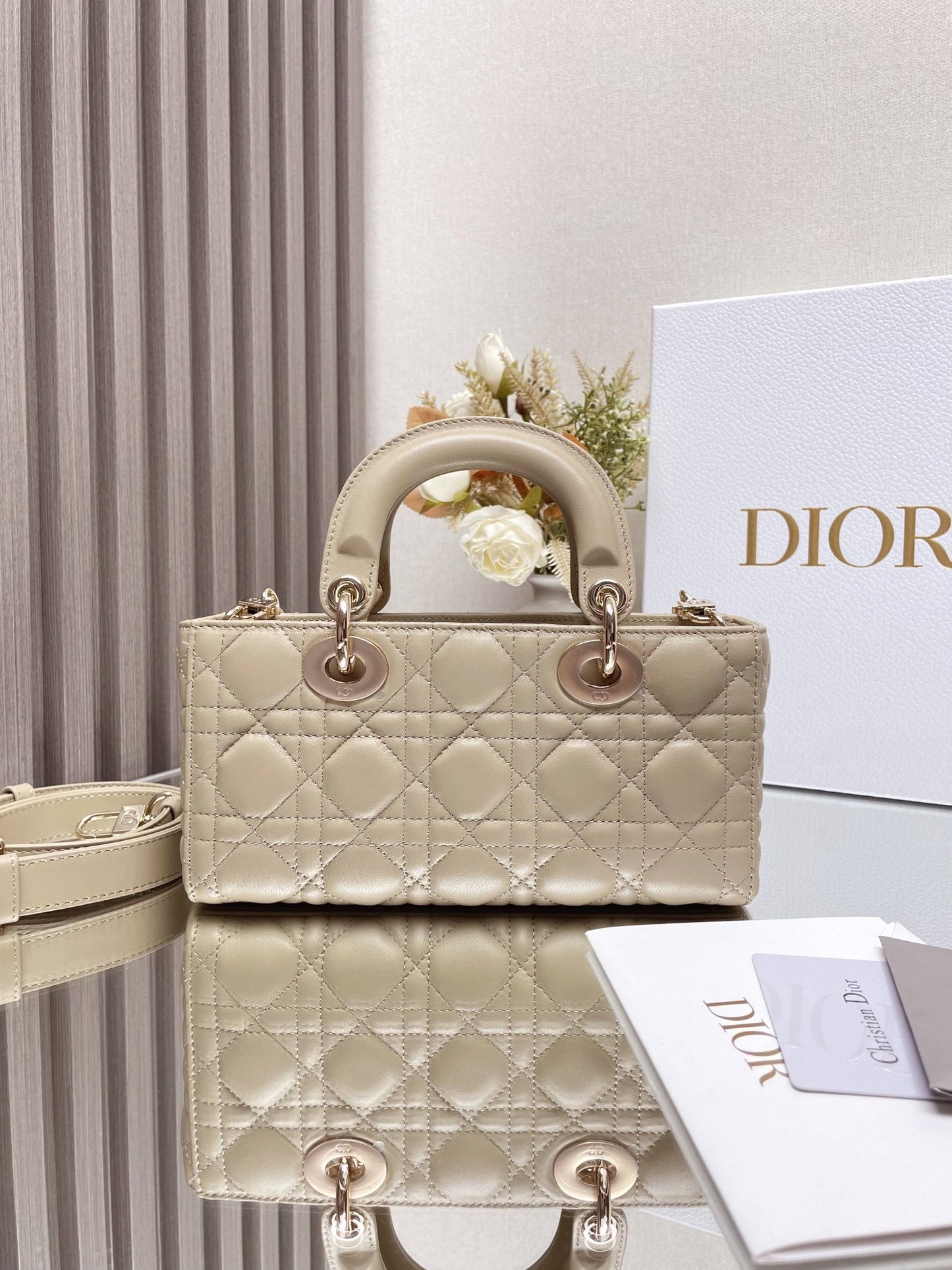 DO  Micro / Small / Medium Lady D-Joy Bag Sand-Colored Cannage Lambskin