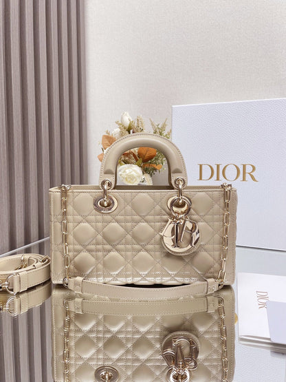 DO  Micro / Small / Medium Lady D-Joy Bag Sand-Colored Cannage Lambskin