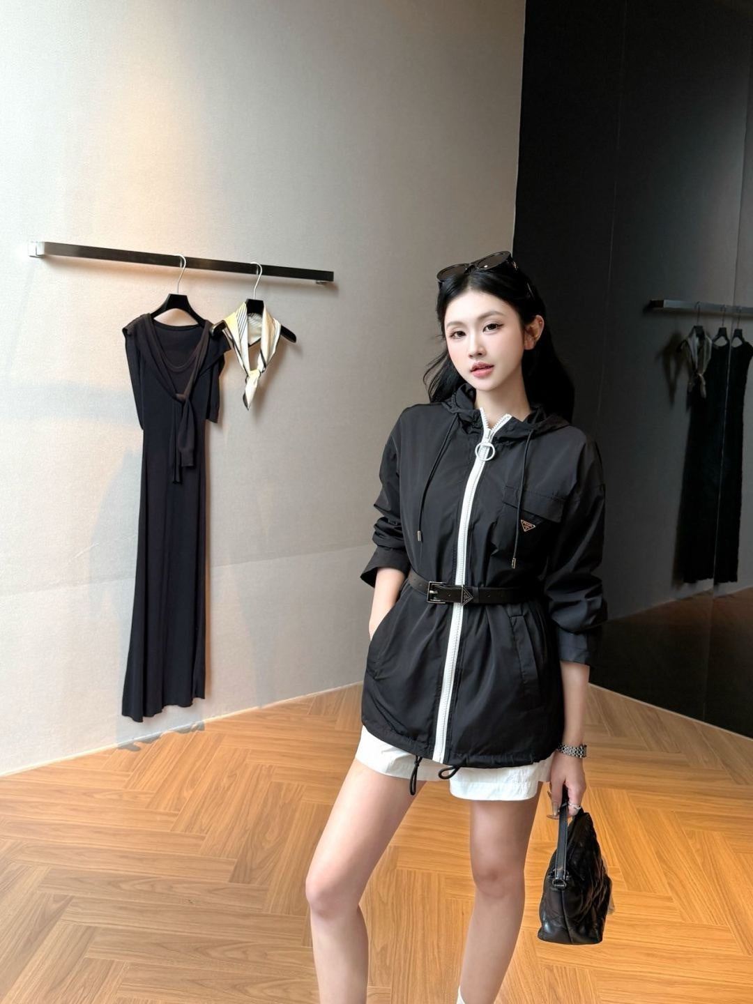 Pra New hooded drawstring jacket