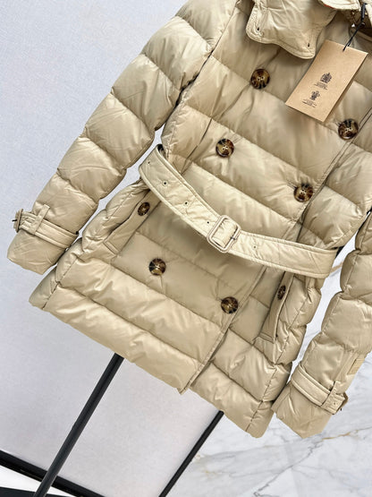 Bur New Short double-breasted hooded down jacket