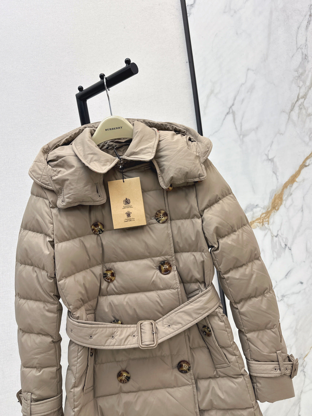 Bur New Short double-breasted hooded down jacket