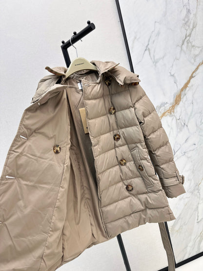 Bur New Short double-breasted hooded down jacket
