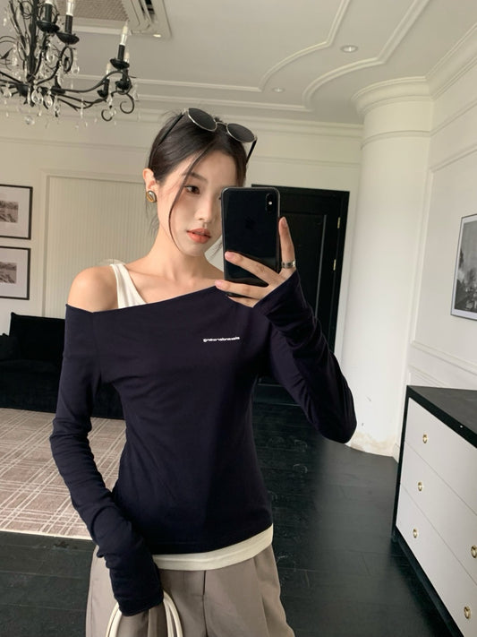 Miu New Fake two-piece design bottoming shirt