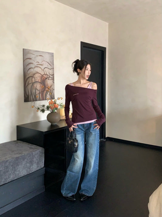 Miu New Fake two-piece design bottoming shirt
