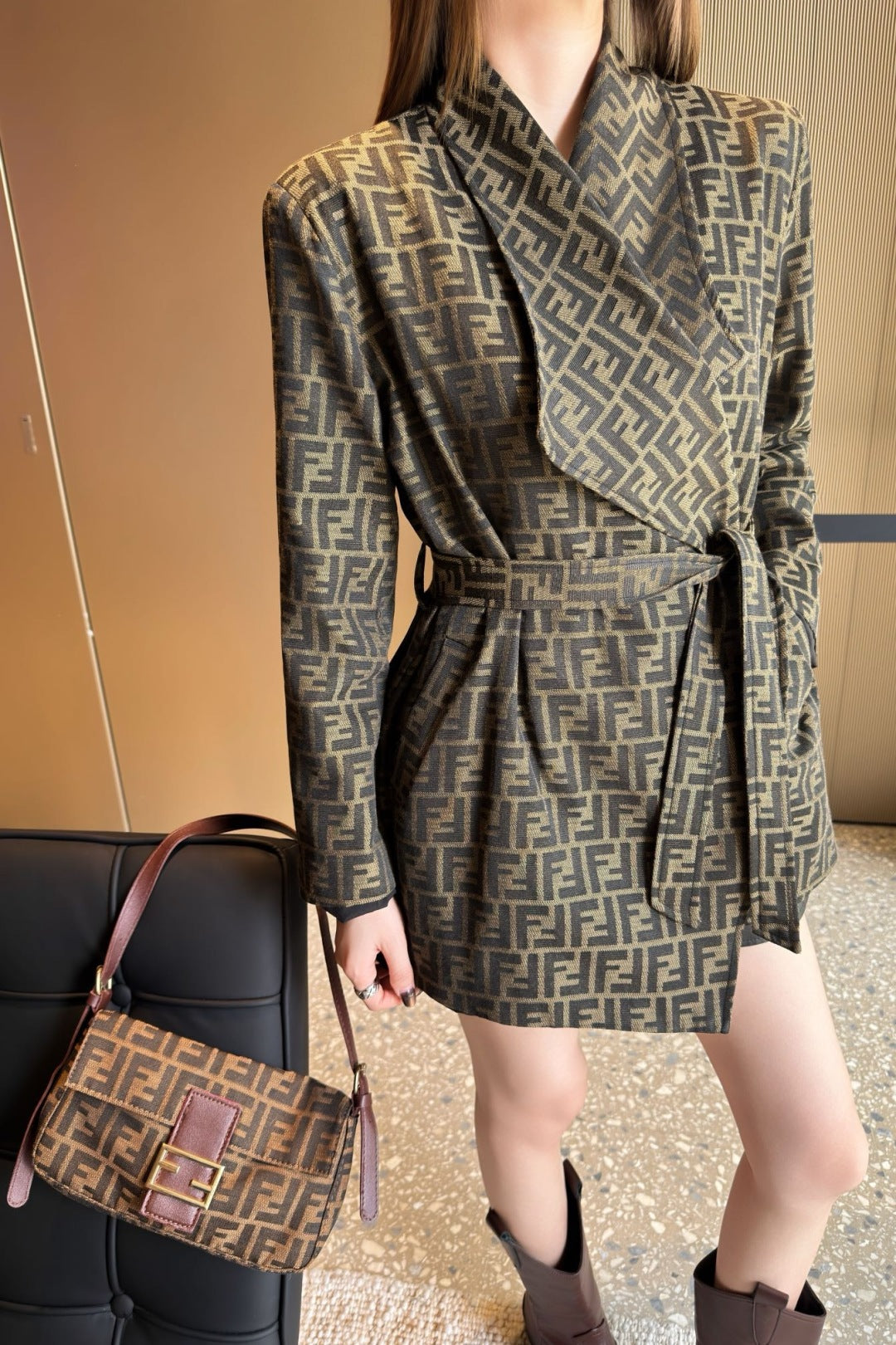 Fend New jacquard tie jacket