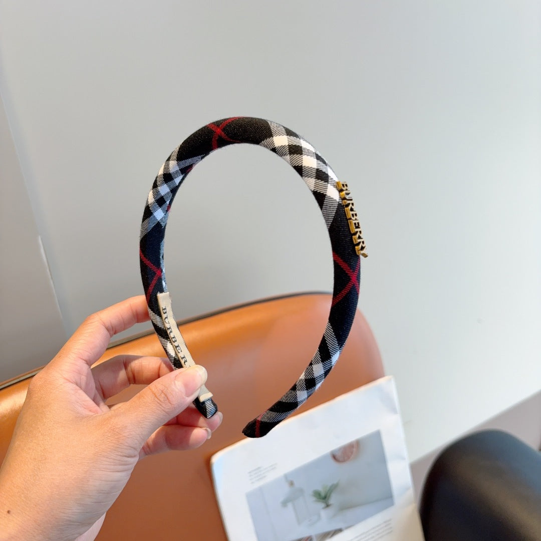 Bur New high version plaid narrow version headband