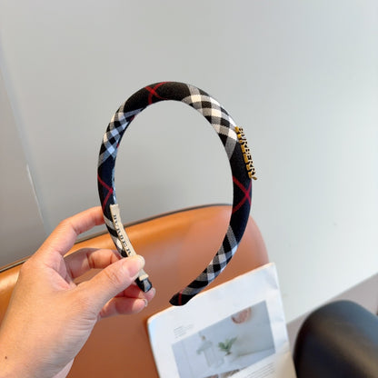Bur New high version plaid narrow version headband