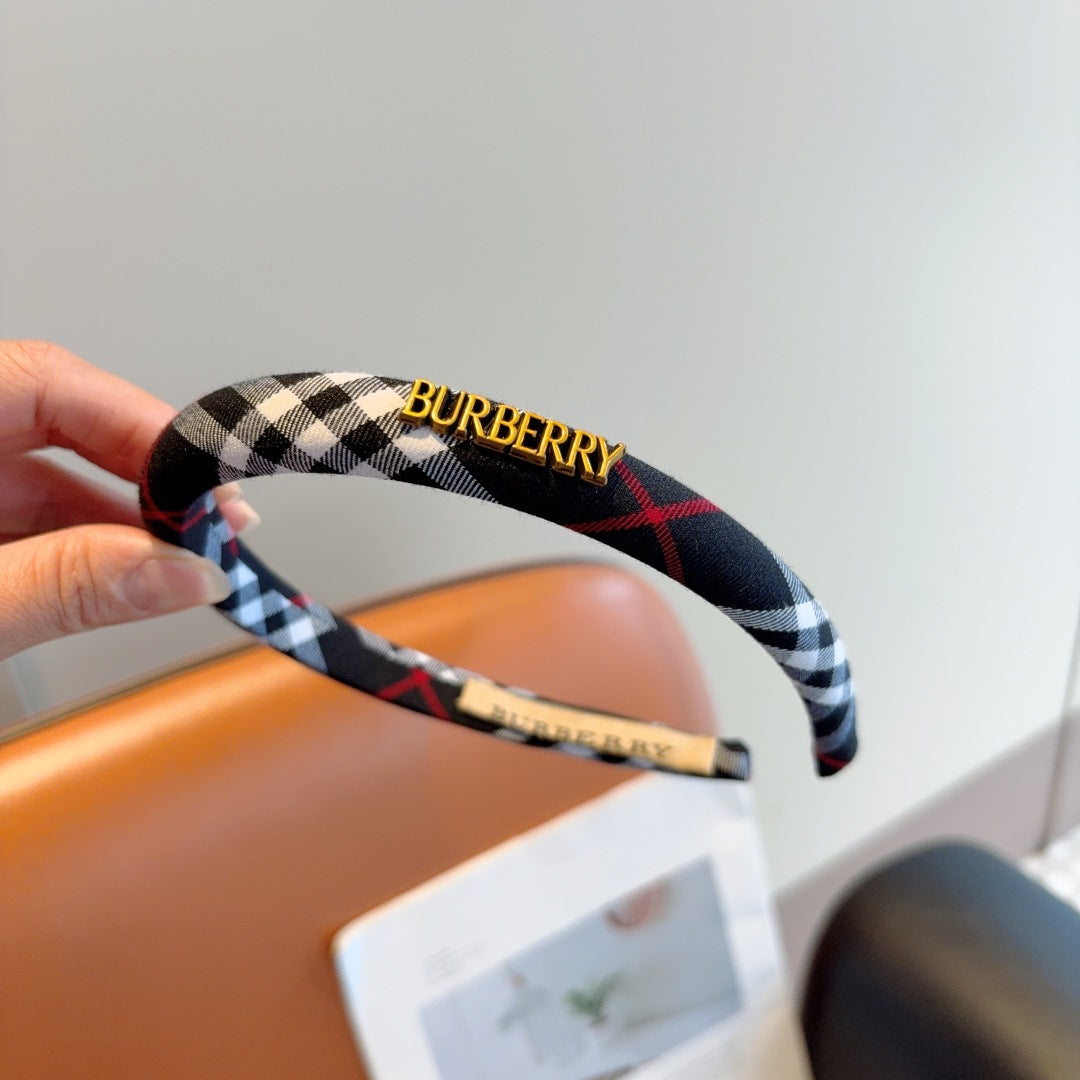 Bur New high version plaid narrow version headband