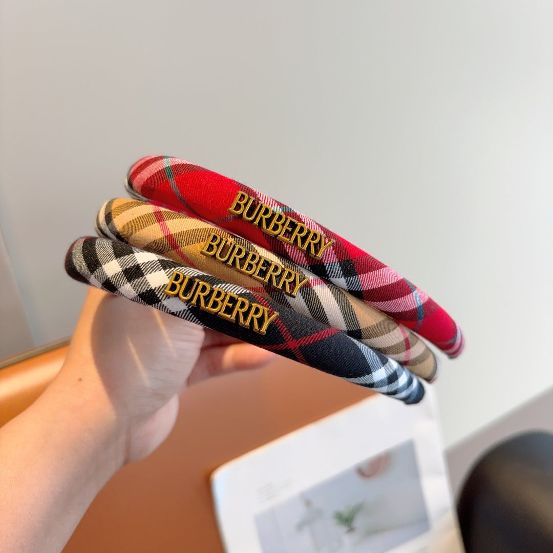 Bur New high version plaid narrow version headband