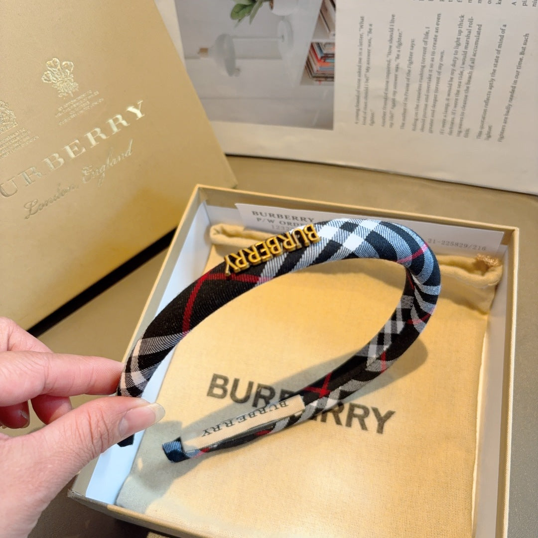 Bur New high version plaid narrow version headband