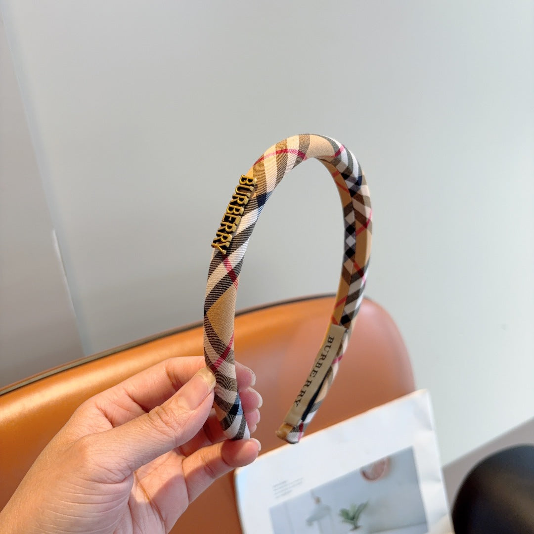 Bur New high version plaid narrow version headband