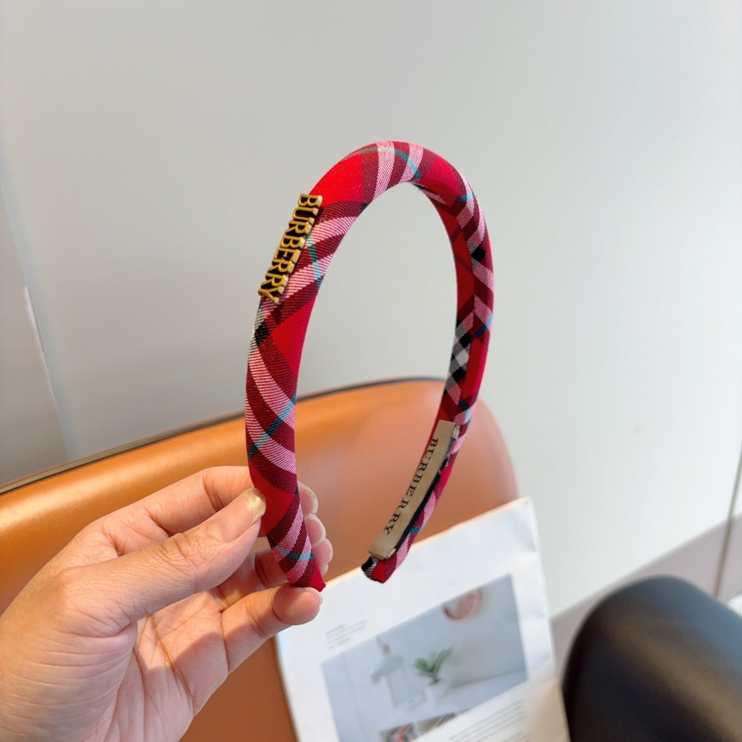 Bur New high version plaid narrow version headband