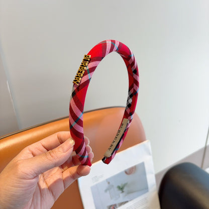 Bur New high version plaid narrow version headband