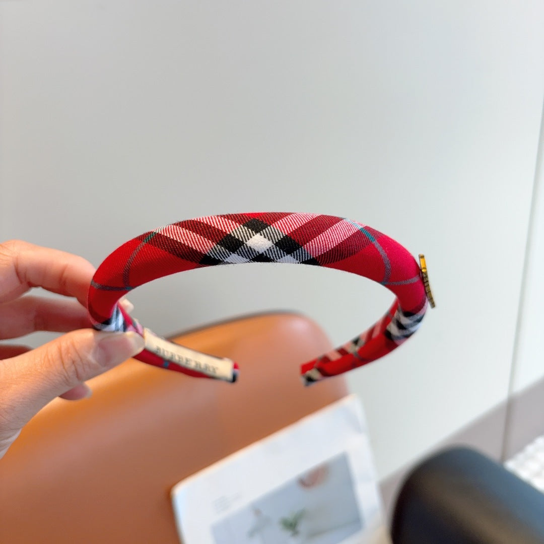 Bur New high version plaid narrow version headband