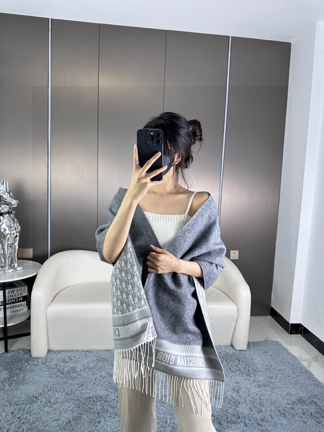 CD Classic printed double-sided cashmere scarf