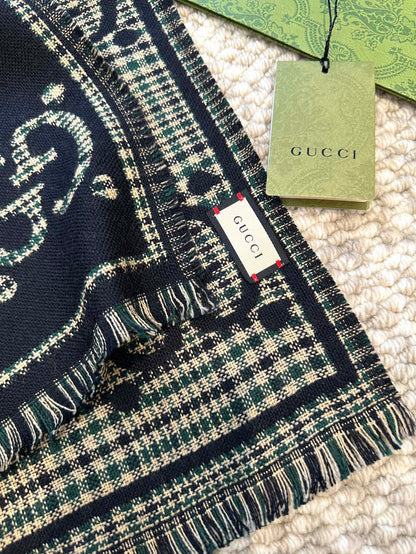 Guc classic double G printed cashmere scarf