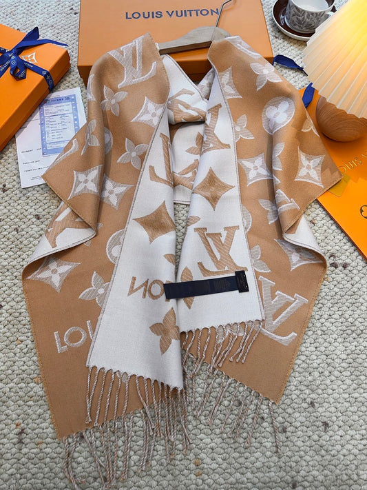 Louis gold classic pattern fringed scarf