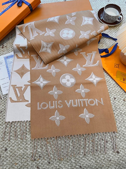 Louis gold classic pattern fringed scarf