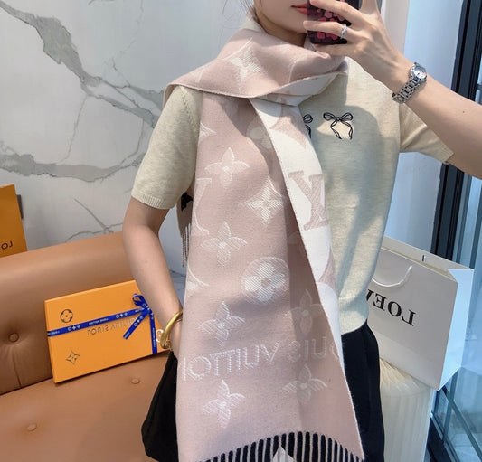 Louis gold classic pattern fringed scarf