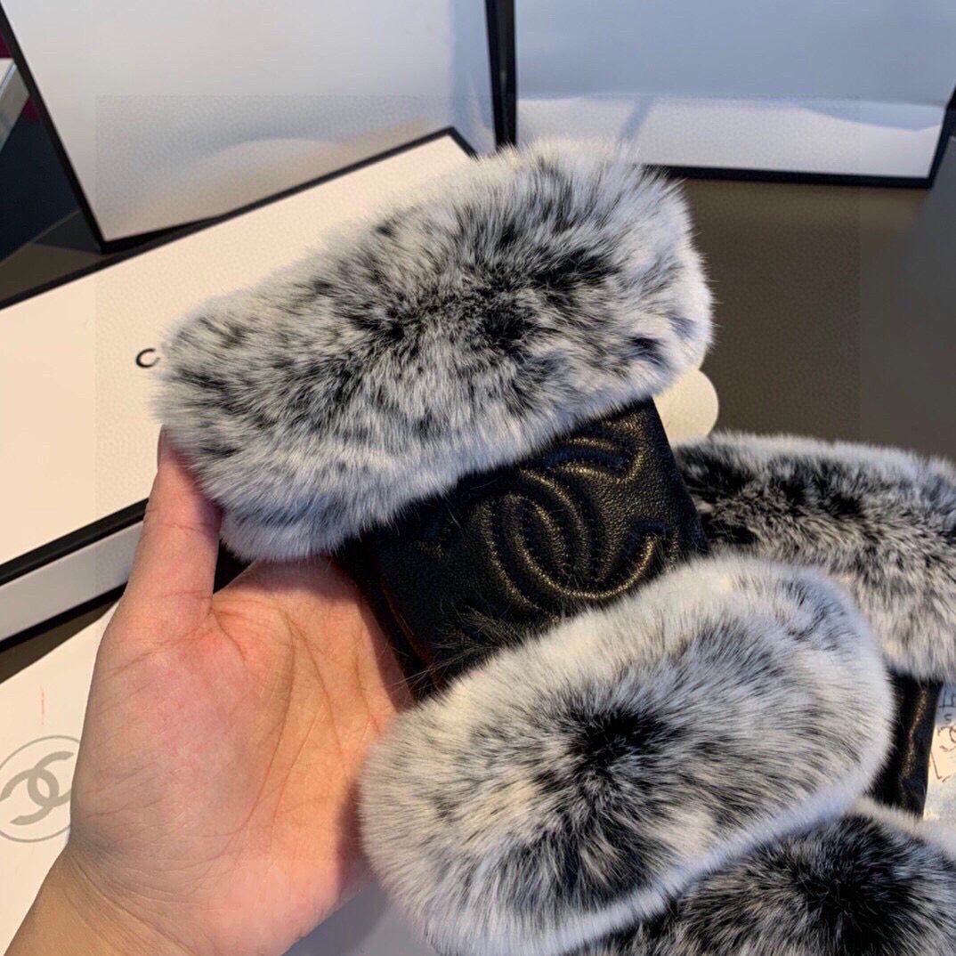 Chan autumn and winter short double lazy rabbit fur gloves