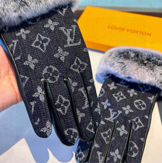 Louis New woolen denim and sheepskin gloves