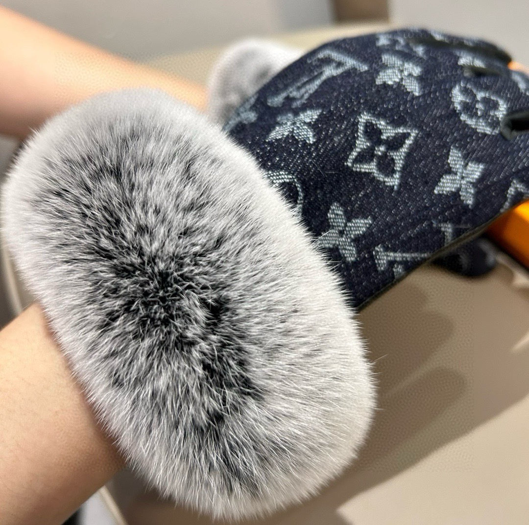 Louis New woolen denim and sheepskin gloves