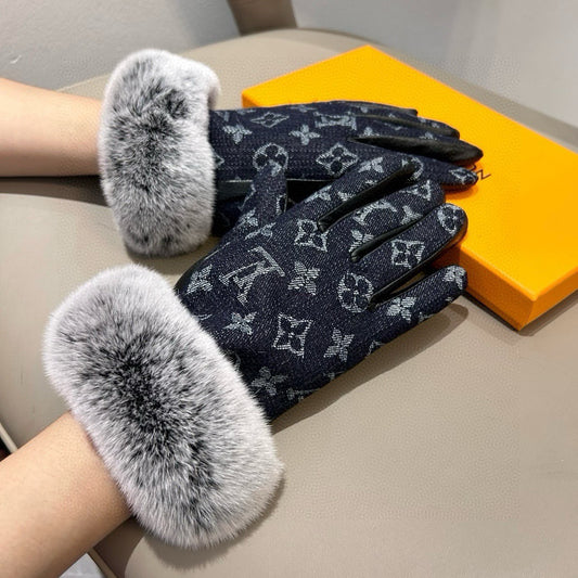 Louis New woolen denim and sheepskin gloves