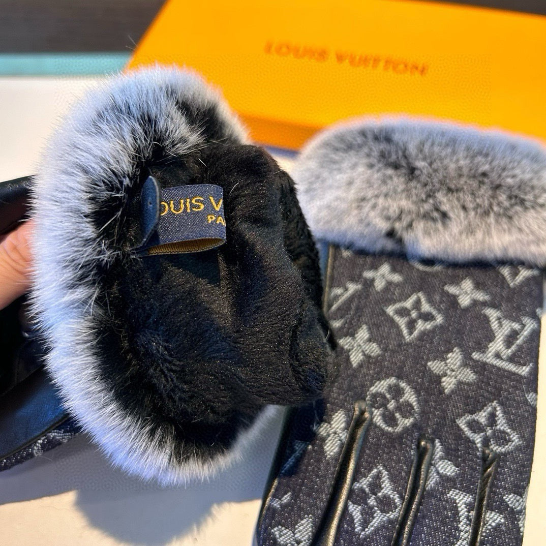 Louis New woolen denim and sheepskin gloves