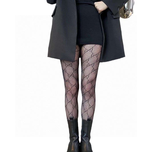 Small double G letter fishnet stockings